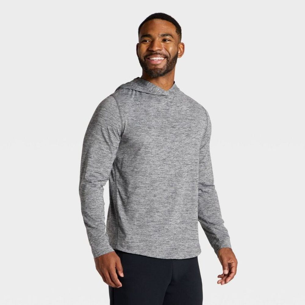 All In Motion - Men's Long Sleeve Soft Stretch Hooded Top - All In Black